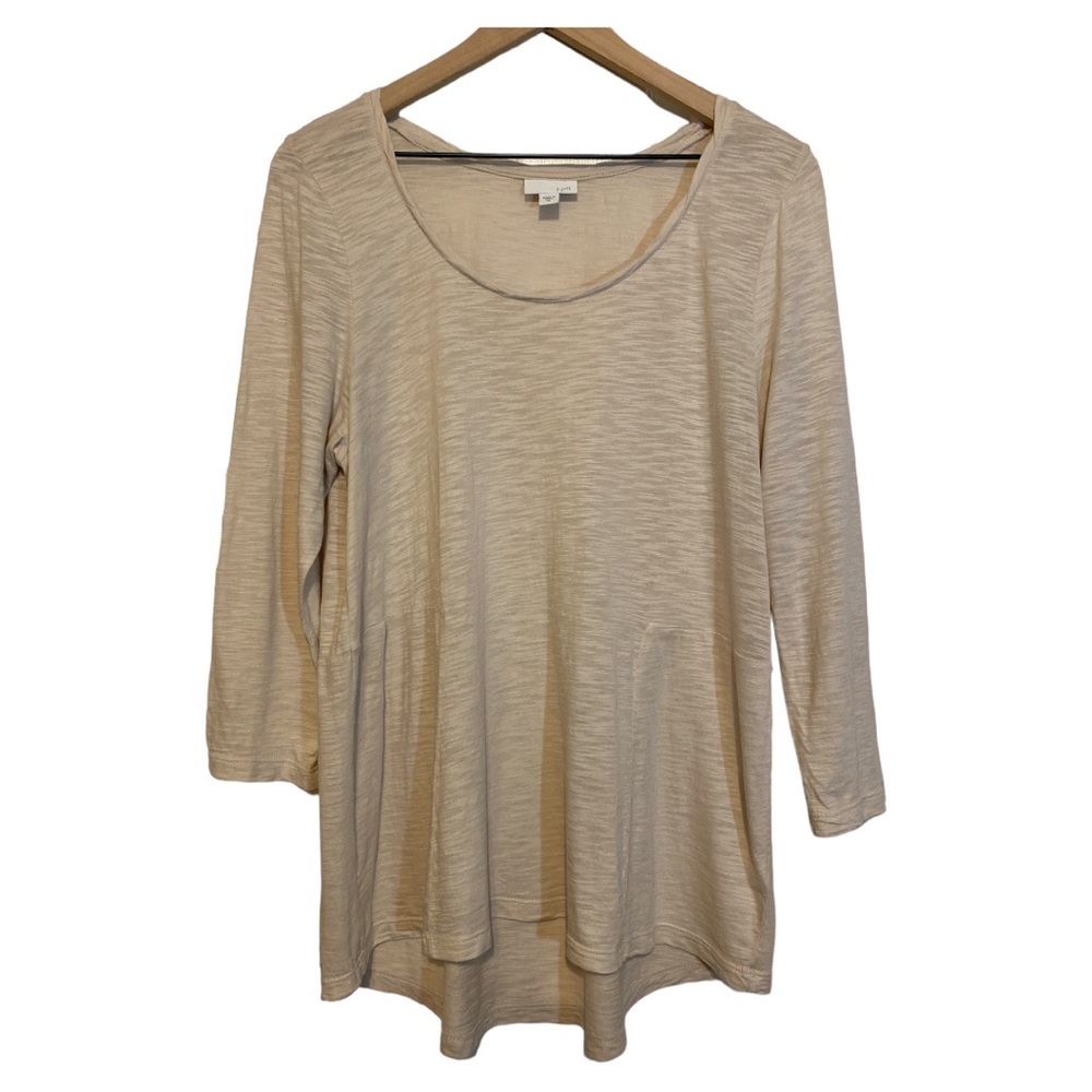J. Jill Space-Dyed Cream Top 3/4 Sleeves Size M‎